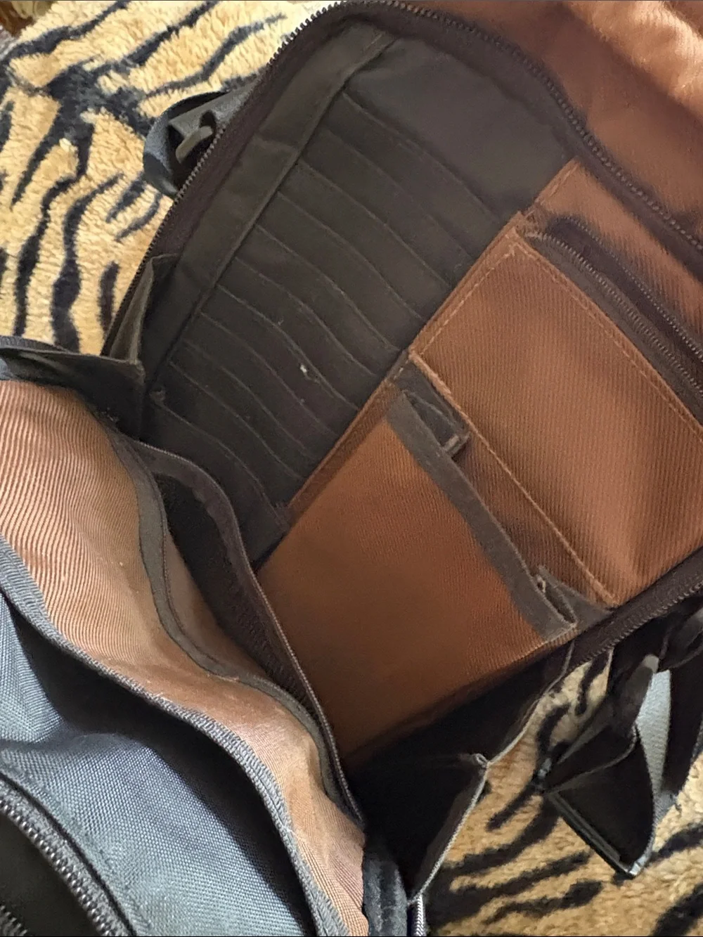 Eddie Bauer Brown Nylon Messenger Bag with Black Trim